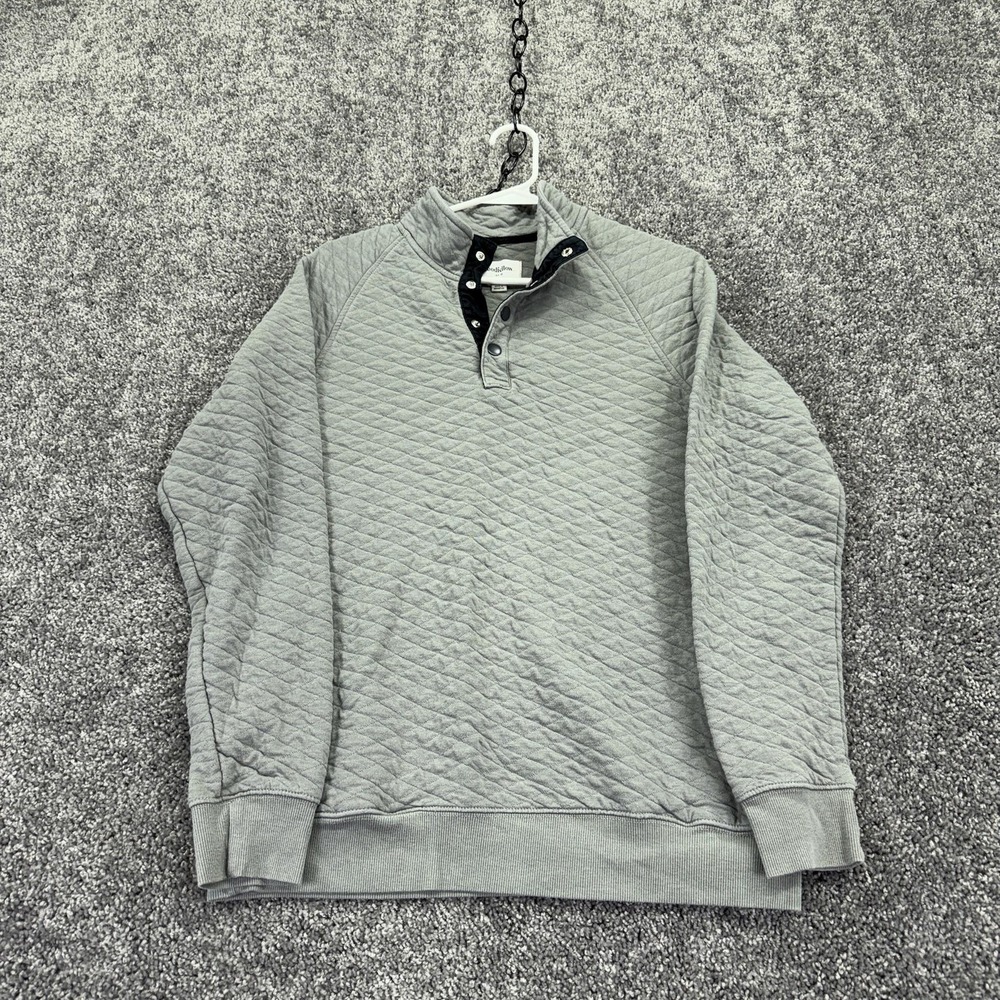 Goodfellow & Co Sweatshirt Mens Small Gray Quilted Snap Henley Mock Neck